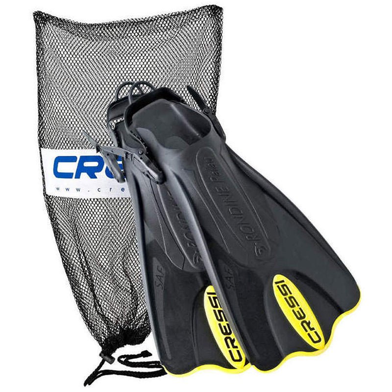 Open Box Cressi Palau Short Fins with Mesh Bag Snorkel Packages - Yellow-MDLG - DIPNDIVE