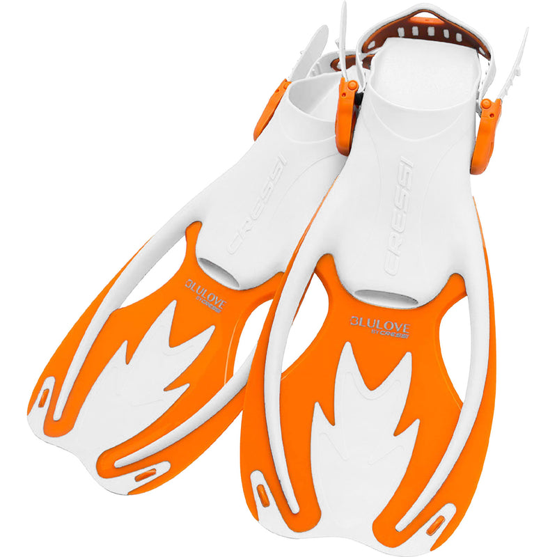 Open Box Cressi Junior Rocks Mask Fin Snorkel SET-White / Orange-LGXLG - DIPNDIVE