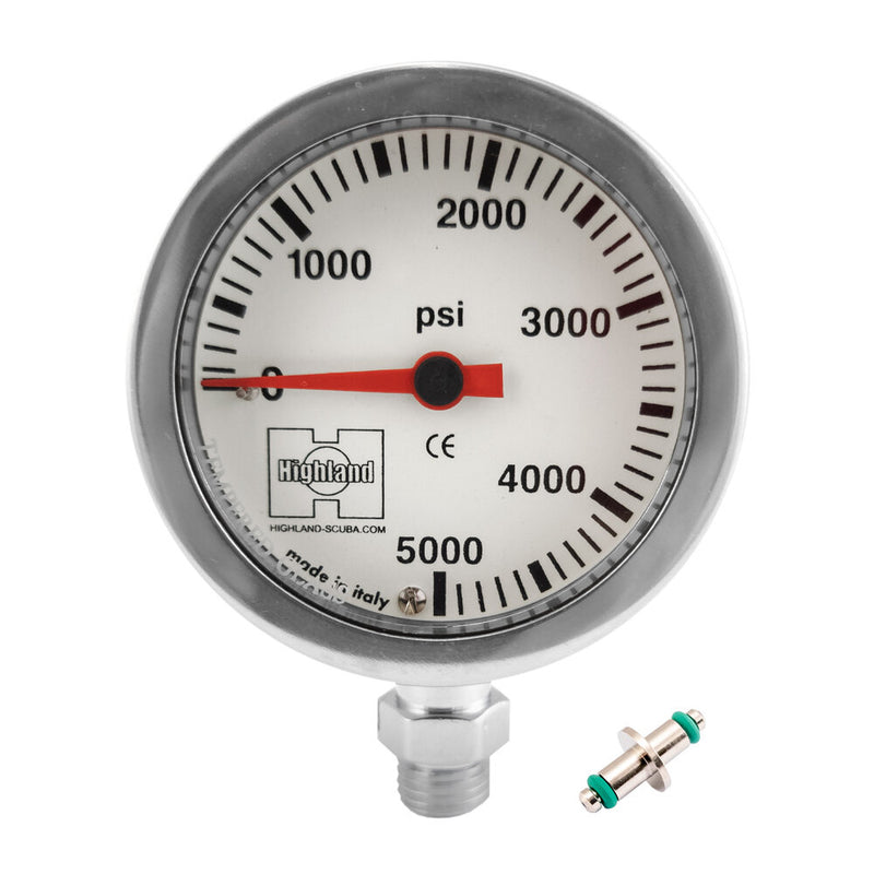 XS Scuba Highland 2.0 SPG BAR Brass and Glass Pressure Gauge - DIPNDIVE