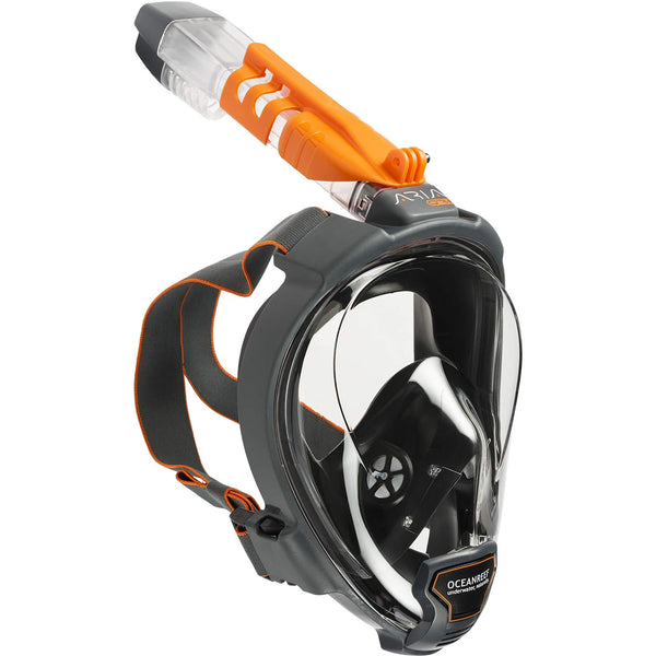 Used Ocean Reef ARIA QR+ Full Face Snorkeling Mask, Black, Size: Small / Medium - DIPNDIVE