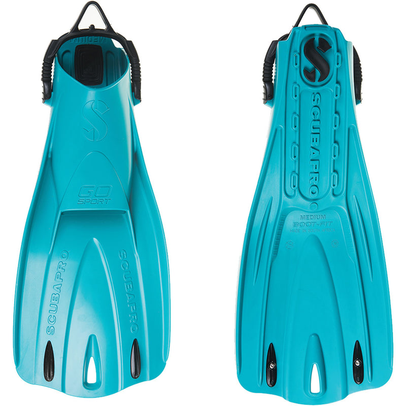 Open Box ScubaPro GO Sport Dive Fins, Turquoise, Size: X-Large - DIPNDIVE