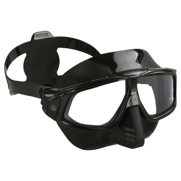 Used Aqua Lung Sphera X Scuba Freediving Mask - All Black - DIPNDIVE