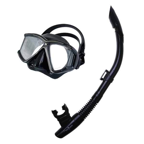 Scuba Max MK-118 Evora Mask, SK-164 Dry Pro Snorkel and Mask Bag Snorkel Combo - DIPNDIVE