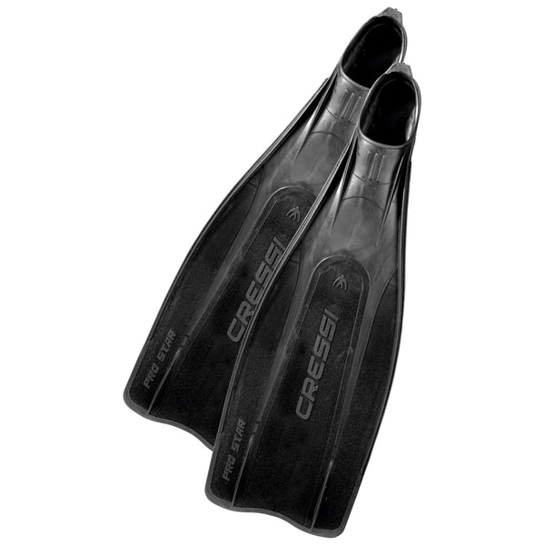 Used Cressi Pro Star Full Foot Fins - Black, Size: 41-42 - DIPNDIVE