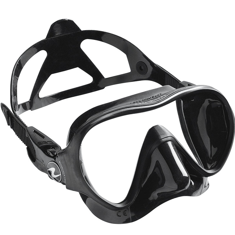 Used Aqua Lung Linea Single Lens Dive Mask-Black / Black Silicone - DIPNDIVE