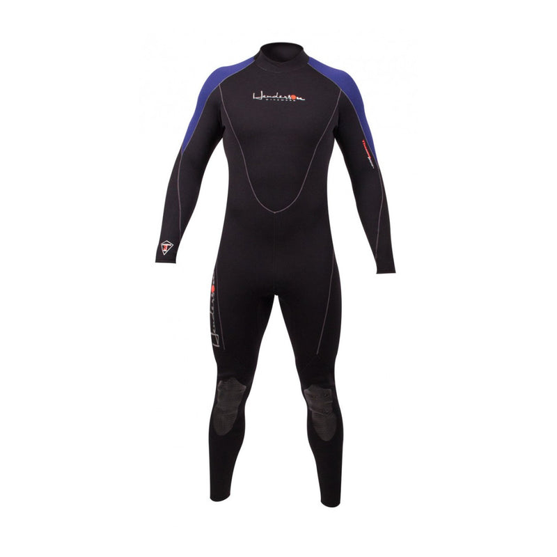 Open Box Henderson Man Thermoprene Jumpsuit (Back Zip) 5mm Scuba Wetsuit, Black / Blue, Size: Small - DIPNDIVE