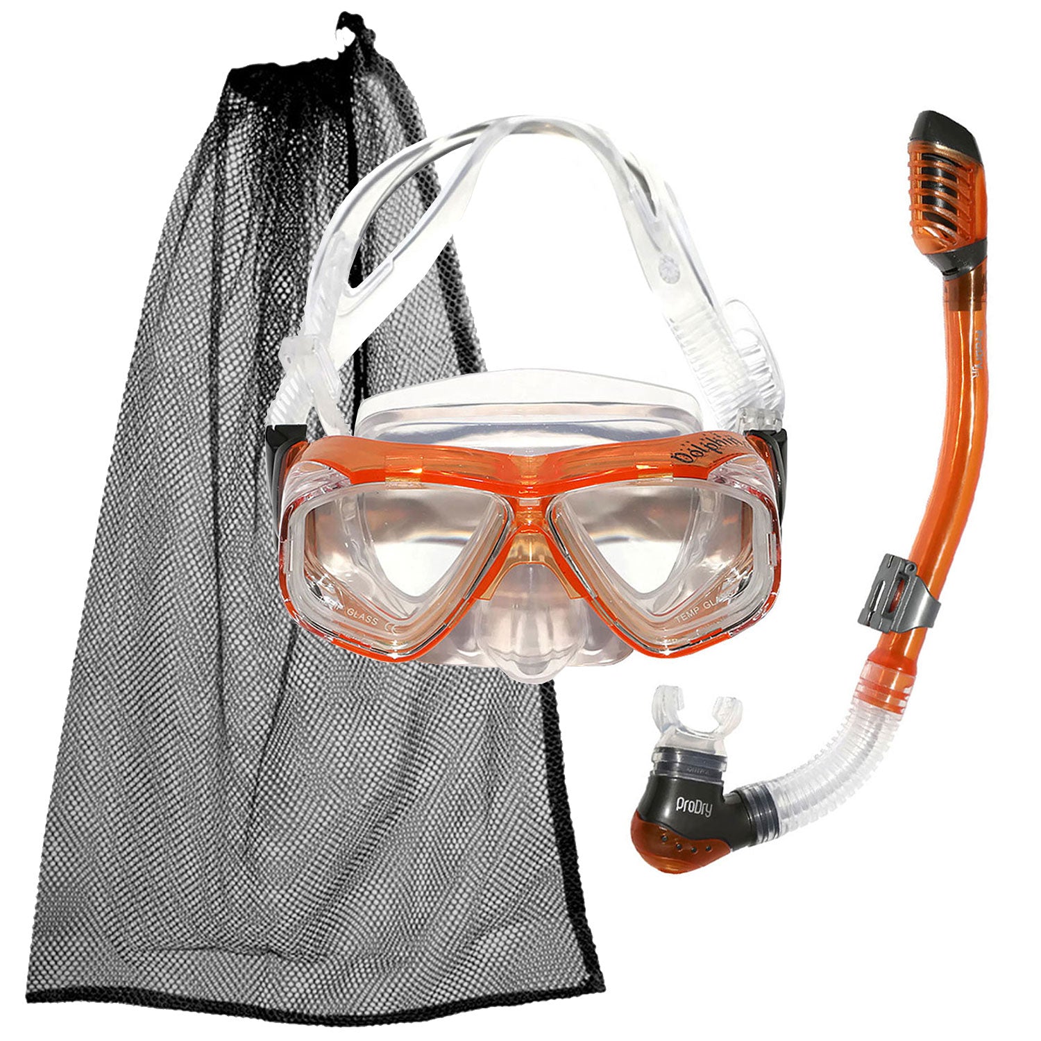 Scuba Max SK-236 Kids Pro Dry Snorkel MK-252 Dolphin 4 Mask Snorkel Packages Set - DIPNDIVE