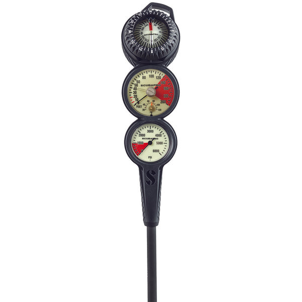 ScubaPro 3-Gauge In-Line  Dive Console with FS-2 Compass Imperial - DIPNDIVE
