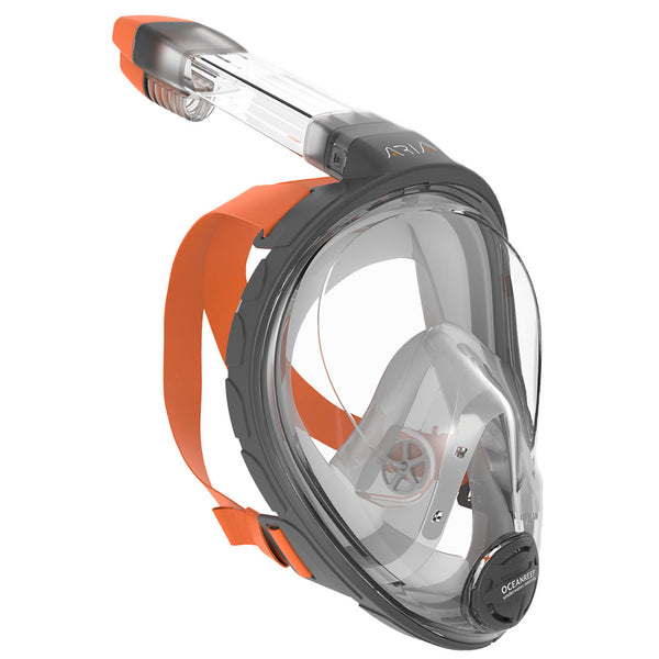 Open Box Ocean Reef Aria Full Face Snorkel Mask-Gray-XSM - DIPNDIVE