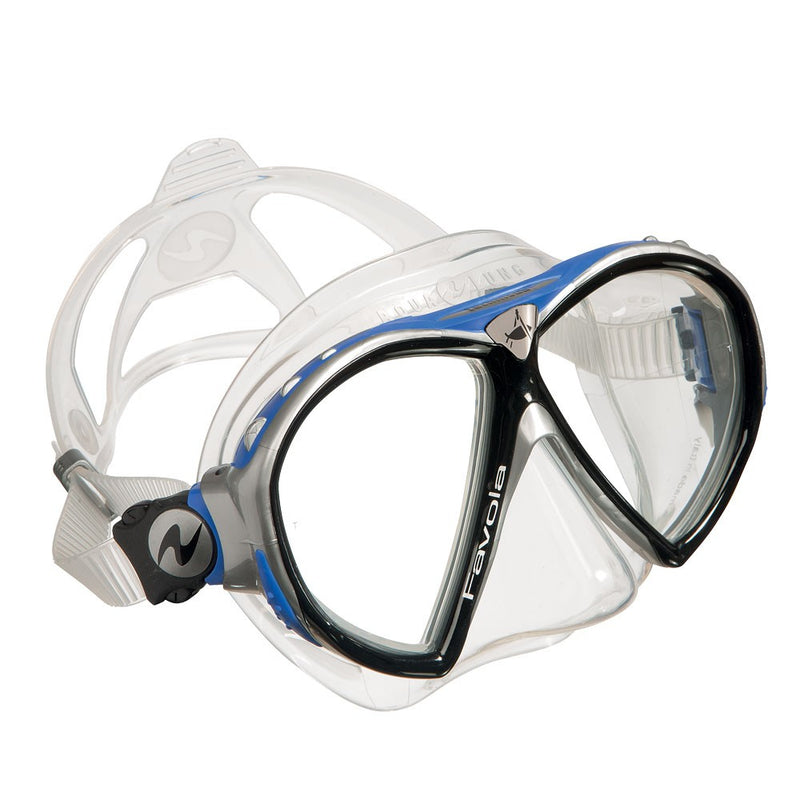 Aqua Lung Favola Double Lens Dive Mask - Black/Blue/Silver - DIPNDIVE