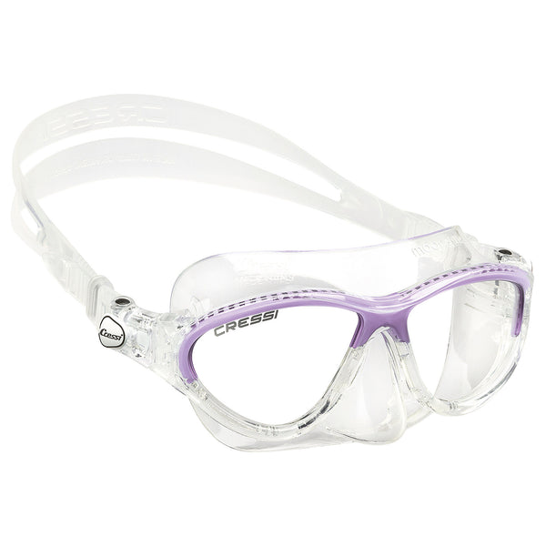 Used Cressi Moon Kids Dive Mask, Clear / Lilac - DIPNDIVE