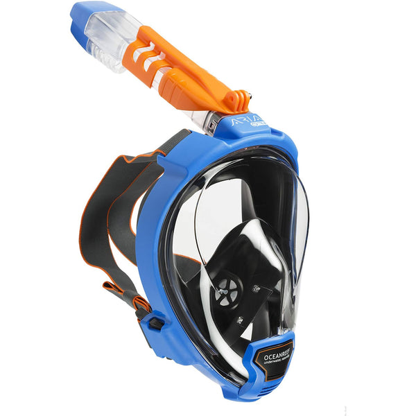 Used Ocean Reef ARIA QR+ Full Face Snorkeling Mask, Blue, Size: Large/X-Large - DIPNDIVE