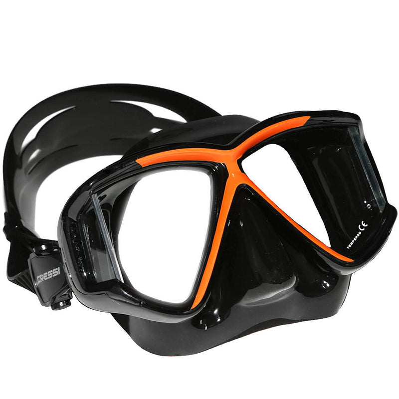 Open Box Cressi Panoramic 4 Window Dive Mask-Black / Orange - DIPNDIVE