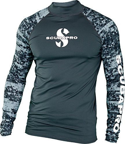 Open Box ScubaPro UPF 50 Men's Long Sleeve Rash Guard, Graphite, Large - DIPNDIVE