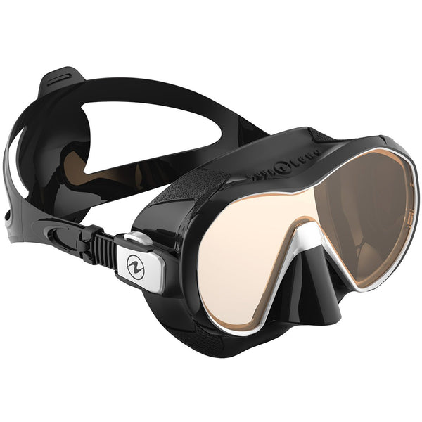 Open Box Aqua Lung Plazma Frameless Panoramic Diving Mask - Black/Black with Amber Lens - DIPNDIVE