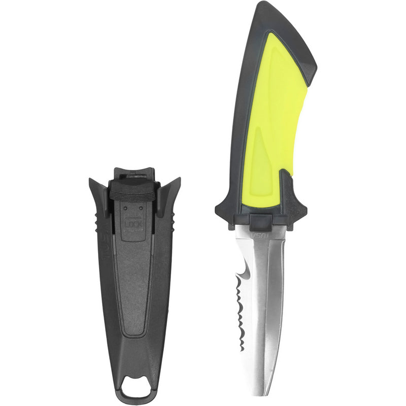 Open Box Tusa Mini Blunt Tip Dive Knife - Flash Yellow - DIPNDIVE