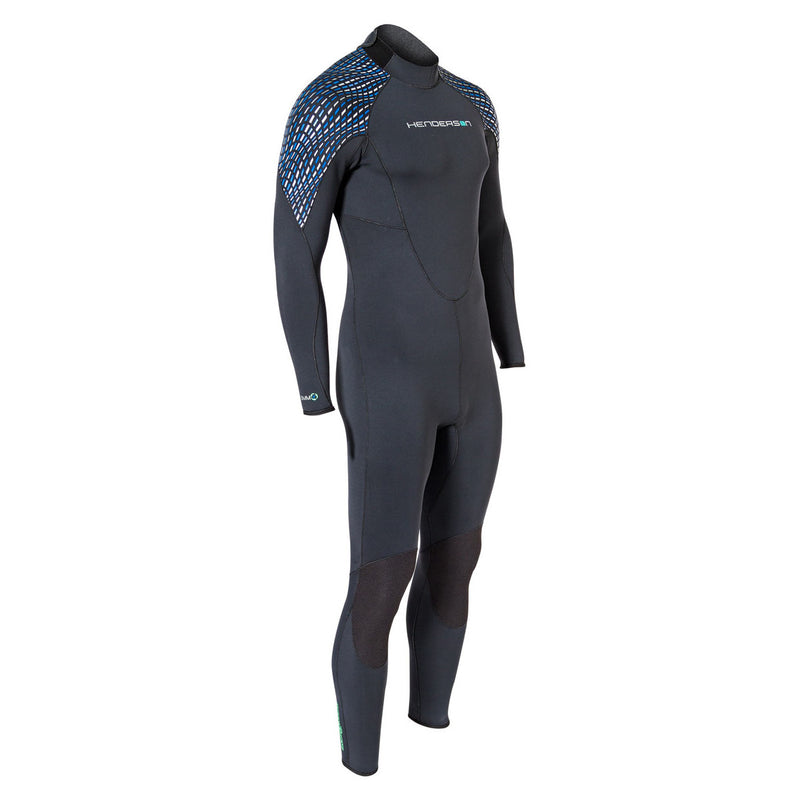 Open Box - Henderson Mens 5mm Greenprene Back Zip Full Wetsuit-Black/Blue/Silver-Medium Tall - DIPNDIVE