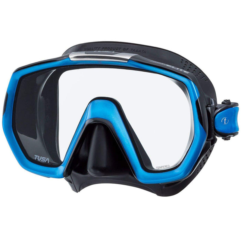 Used Tusa M-1003 Freedom Elite Dive Mask-Black Silicone / Fish Tail Blue - DIPNDIVE
