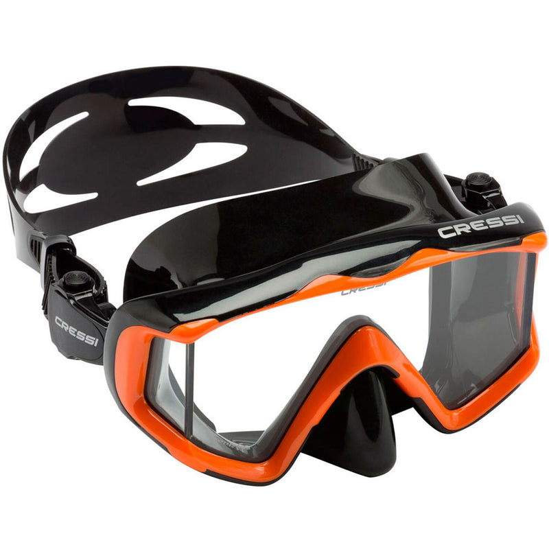 Used Cressi Pano 3 Scuba Dive Mask-Black Silicone / Orange - DIPNDIVE