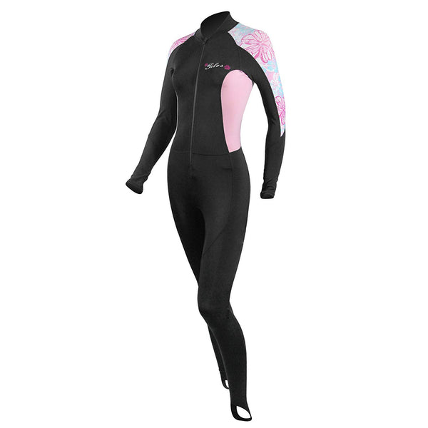 Open Box Tilos 6oz Ladies Skin Suit, Pink Flower, Size: Medium - DIPNDIVE