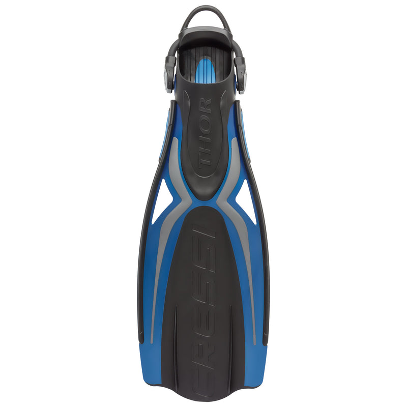 Used Cressi Thor EBS Dive Fins - Blue / Silver, Size: Small/Medium - US M:7-8.5 / W:8-9.5 - DIPNDIVE
