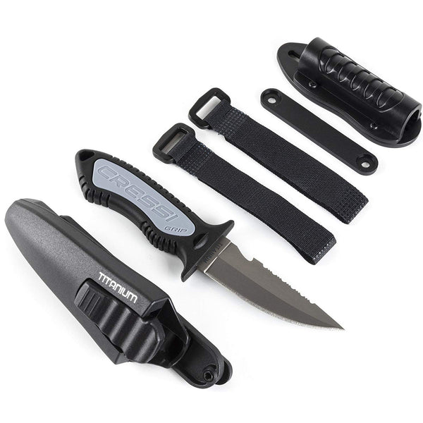 Open Box Cressi The Grip Diving Knife - Titanium - DIPNDIVE