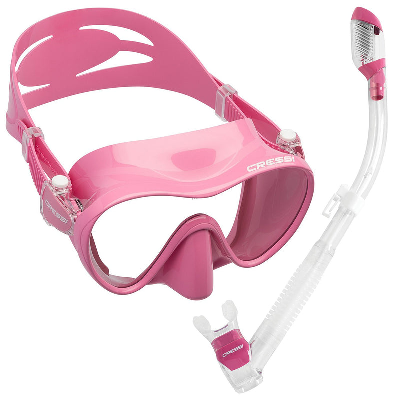 Used Cressi Frameless Dive Mask and Supernova Dry Snorkel Combo-Pink - DIPNDIVE