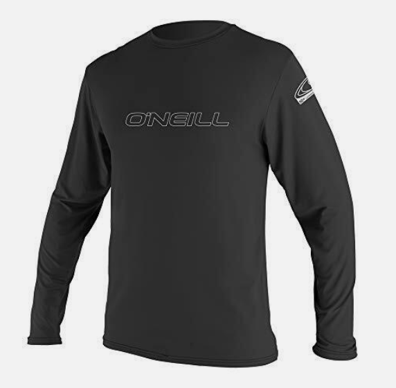 Open Box O'Neill Basic Skins Long Sleeve Rash Guard, Black, Size: X-Large - DIPNDIVE