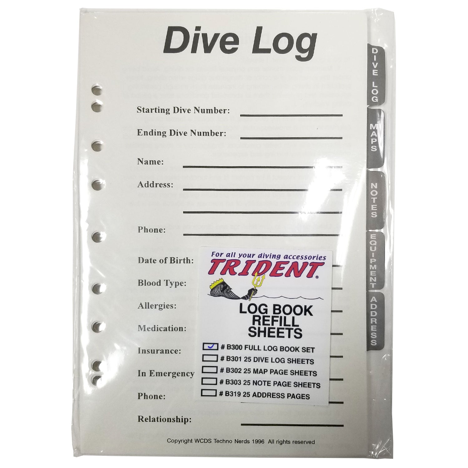 Trident Log Book Refill Pages Full Log Book Set - DIPNDIVE