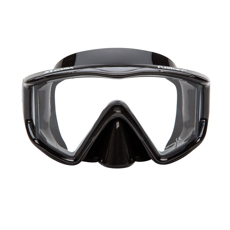 Open Box XS Scuba Fusion 3 Scuba Dive Mask - Black Silicone - DIPNDIVE