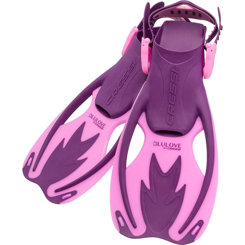 Open Box Cressi Junior Rocks Mask Fin Snorkel SET-Pink / Purple-LGXLG - DIPNDIVE