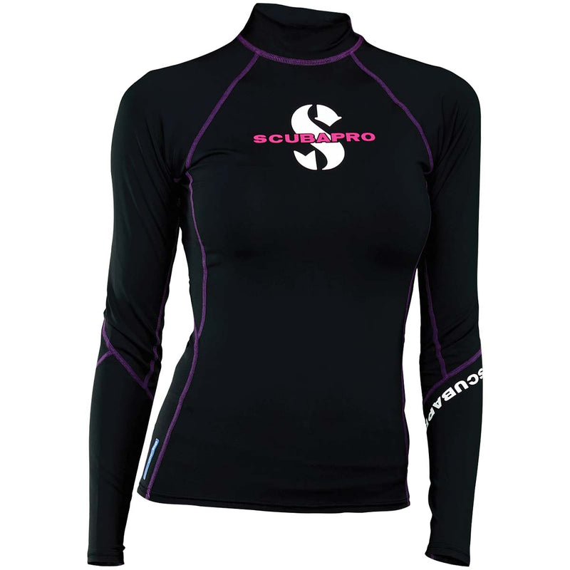 Open Box ScubaPro Womens UPF 80 T-Flex Long Sleeve Rash Guard-Onyx-Medium - DIPNDIVE