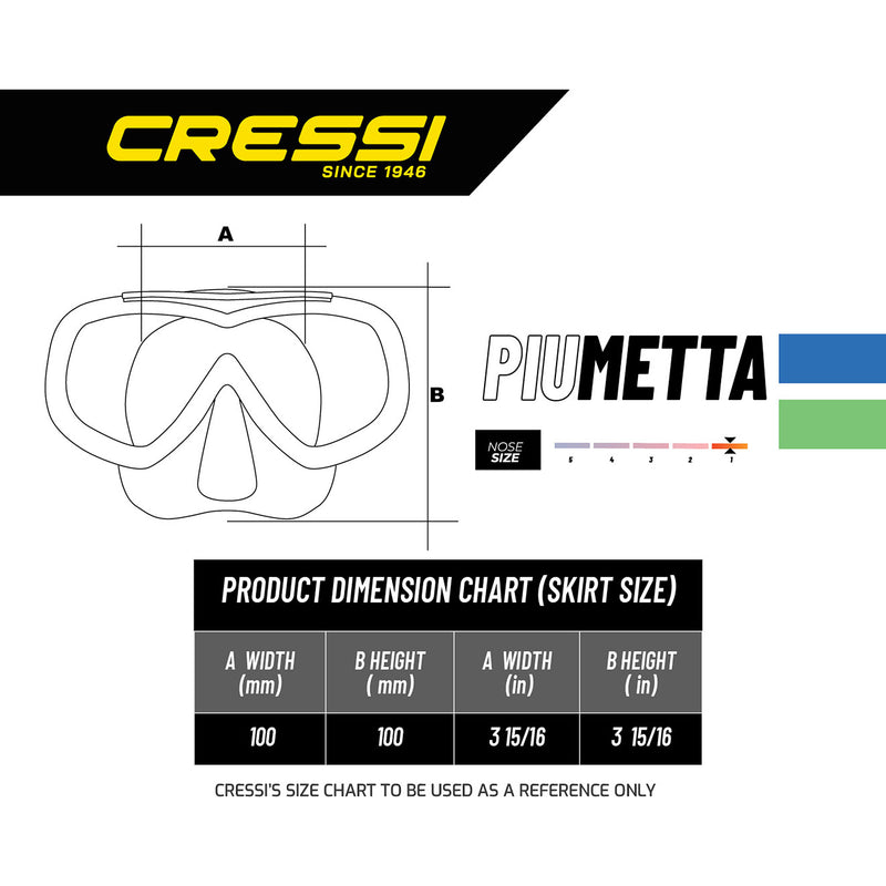 Used Cressi Piumetta Dive Mask - Clear / Azure - DIPNDIVE