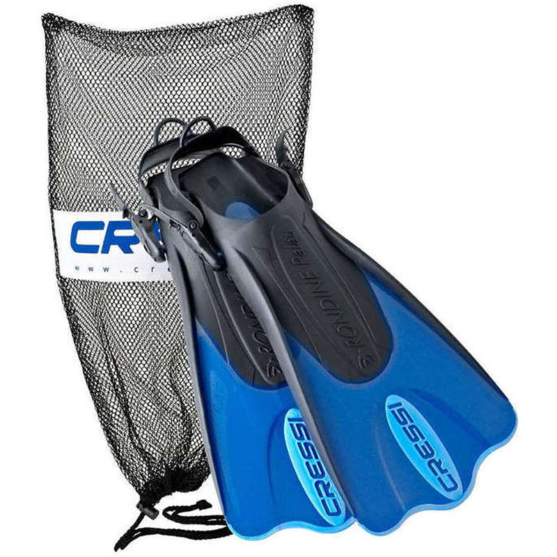 Used Cressi Palau Short Fins with Mesh Bag Snorkel Packages - Blue-LGXLG - DIPNDIVE