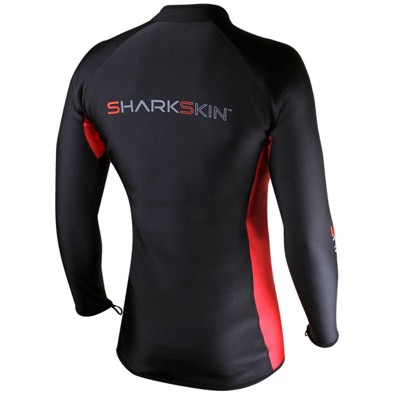 Used Sharkskin Mens Chillproof Long Sleeve Full Zip Shirt-MD-Black / Red - DIPNDIVE