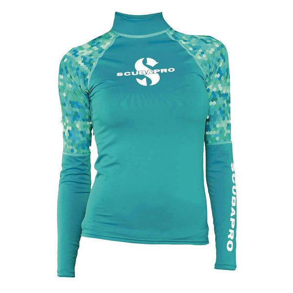 Open Box ScubaPro Caribbean Rash Guard Womens Long Sleeve (UPF50) - Teal - MD - DIPNDIVE