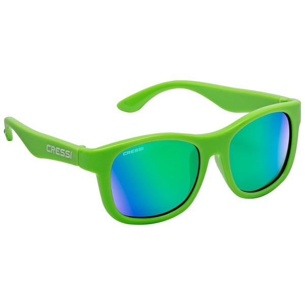 Open Box Cressi Teddy Sunglasses For Children - Green/Mirrored Lens - DIPNDIVE