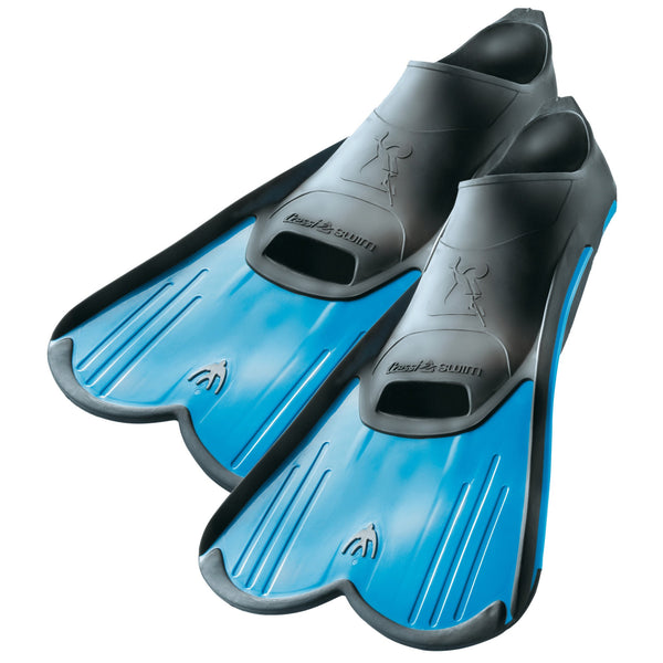 Used Cressi Light Short Blade Kids Fins, Blue, Size: 33/34 - DIPNDIVE