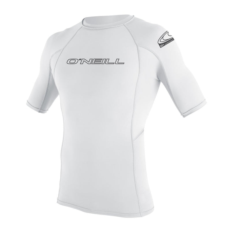 Used O'Neill Basic Skins Short Sleeve Rash Guard, White, Size: Medium - DIPNDIVE