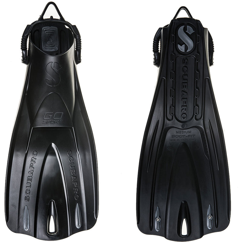 Open Box ScubaPro GO Sport Dive Fins, Black, Size: X-Small - DIPNDIVE