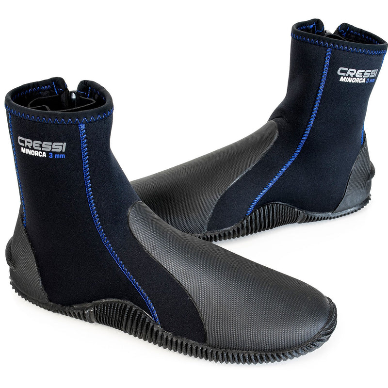 Open Box Cressi Minorca Tall 3mm Dive Boots Black / Blue - 12 - DIPNDIVE