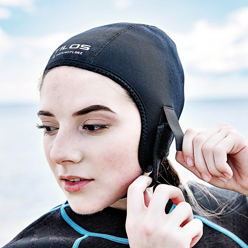 Open Box Tilos 1mm Thermoflare Swim Beanie-Black-X-Large - DIPNDIVE