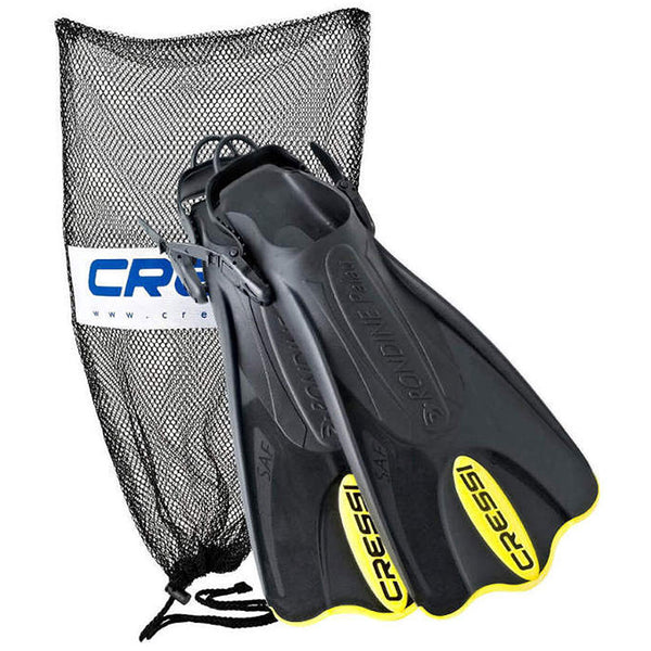 Used Cressi Palau Short Fins with Mesh Bag Snorkel Packages - Yellow-XSMSM - DIPNDIVE