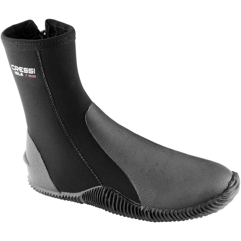 Open box Cressi 7mm ISLA With Soles Boots, Black/Black, Size: 6 - DIPNDIVE