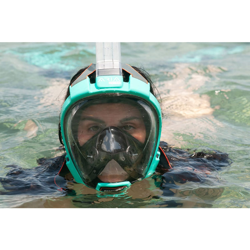 Open Box Ocean Reef ARIA QR+ Full Face Snorkeling Mask - Teal - Small/Medium - DIPNDIVE