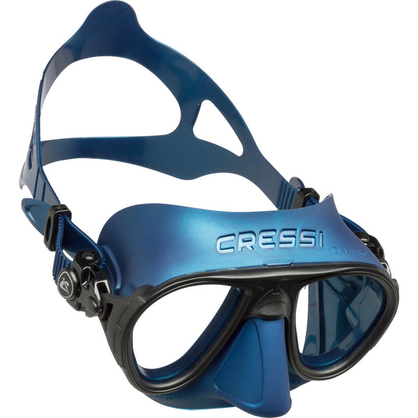 Used Cressi Calibro Dive Mask - Black/Blue Nery - DIPNDIVE