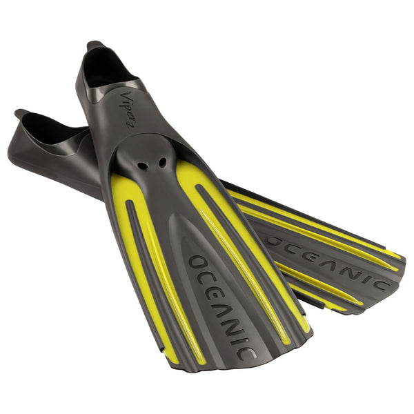 Open Box Oceanic Viper 2 Full Foot Dive Fins - Neon Yellow - X-Large - DIPNDIVE