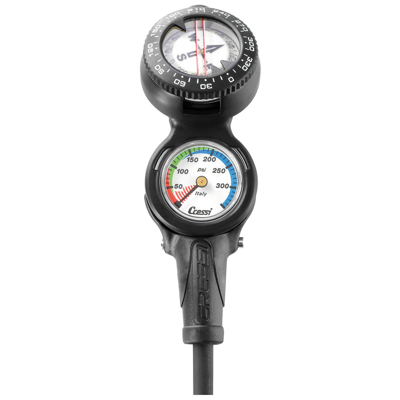 Used Cressi Console CP2 - Pressure Gauge and Compass for Scuba Diving - Imperial - DIPNDIVE