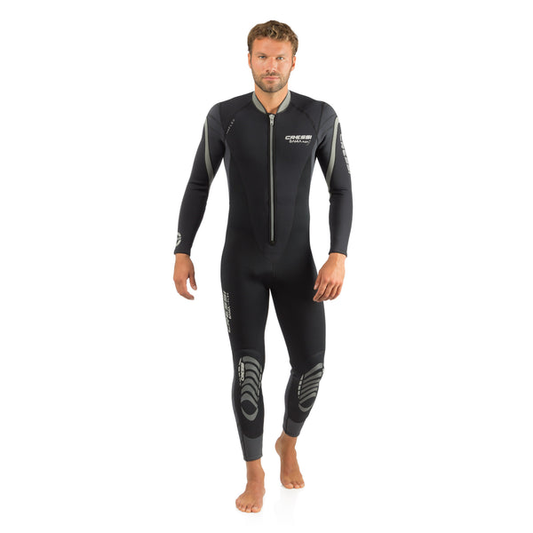 Used Cressi 2.5mm Mens Bahia Flex Front-Zip Full Wetsuit, Black / Grey, Size: XX-Large - DIPNDIVE