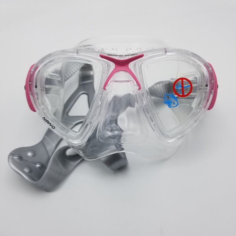 Used Cressi Nano Scuba Dive Mask - Clear / Pink - DIPNDIVE
